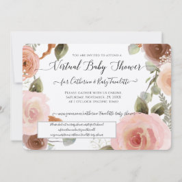 Invitación Virtual Rubor Pink Floral Wreath Baby Shower