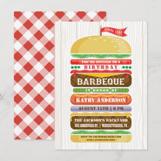 Invitación Viruta apilada del Bbq del cumpleaños de la