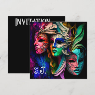 Invitación Visiones vibrantes de máscaras venecianas