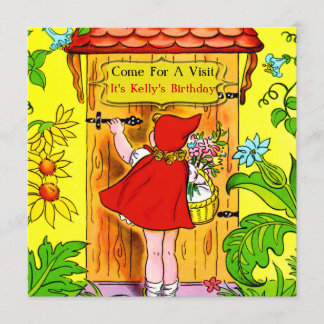 Invitación Visita del cumpleaños de los Caperucita Rojo