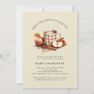 Invitación Visita Sip & See Watercolor Apple Baby Shower Invi