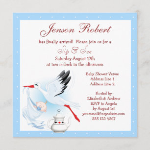 Invitación Visita y consulta el Baby Shower azul para la entr