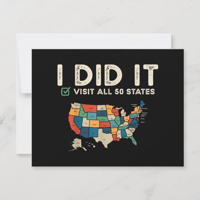 Invitación Visitó los 50 estados de EE. UU. - Mapa de viaje d (Anverso)
