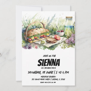 Invitación Vista de campo del prado picnic de verano Invitaci