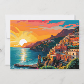 Invitación Vista de la costa de Amalfi Italia