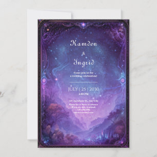 Invitación Vista de la galaxia celestial de la nebulosa púrpu