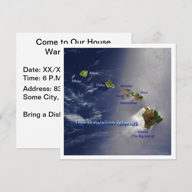 Invitación Vista de las Islas Hawái (Anverso / Reverso)