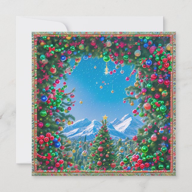 Invitación Vista de las montañas de los Navidades encantados (Anverso)