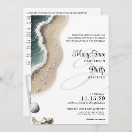 Invitación Vista de playa con detalles y Boda de código QR