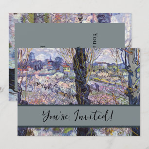 Invitación Vista de Van Gogh de Arles Huertos en Flor Impresi