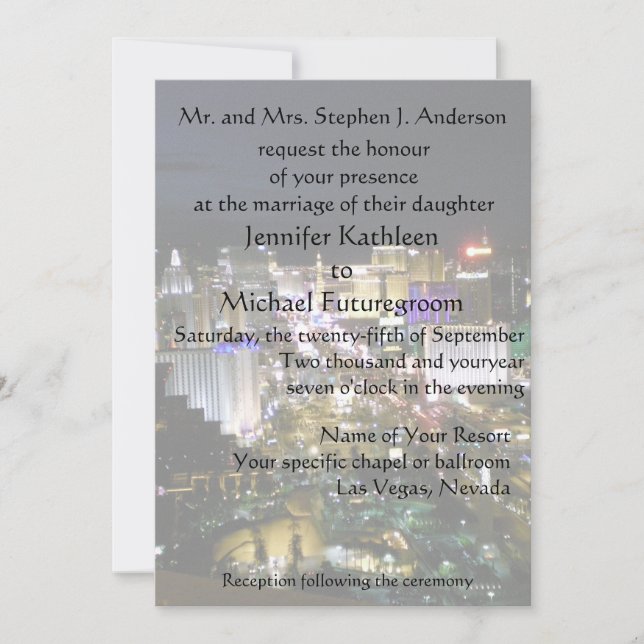 Invitación Vista del Boda de Las Vegas (Anverso)