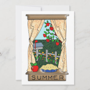 Invitación Vista desde la ventana de la cocina en verano