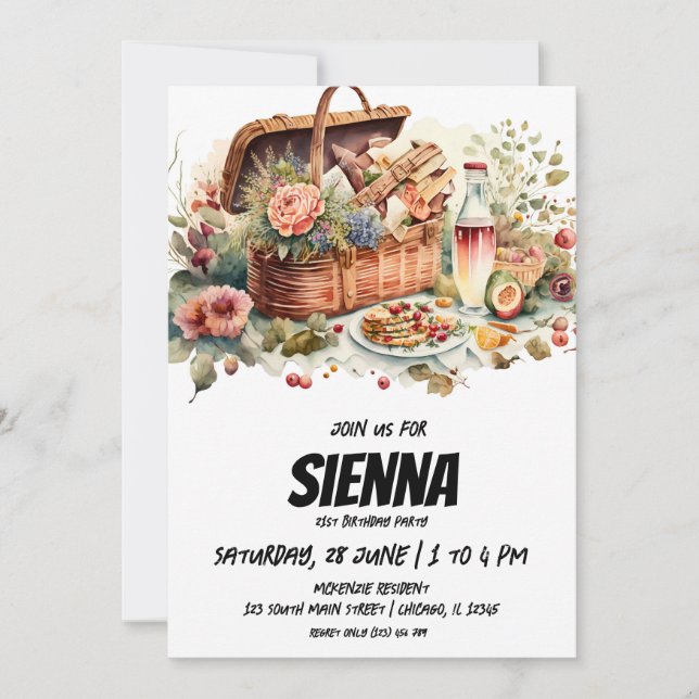 Invitación Vista lateral del campo picnic de verano Invitació (Anverso)