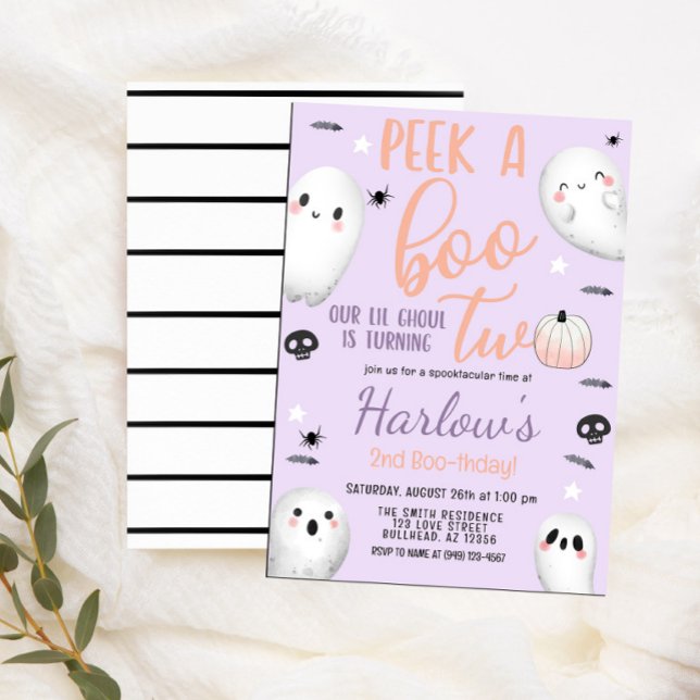 Invitación Vistazo a Boo Fantasma Pastel Purple Halloween Cum (Subido por el creador)