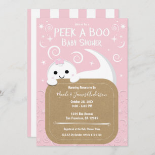 Invitación Vistazo a la Baby Shower de Halloween rosa fantasm