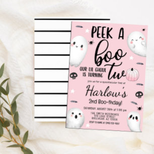 Invitación Vistazo a un fantasma pastel Halloween rosa cumple