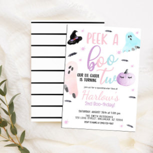 Invitación Vistazo a un fantasma pastel Halloween rosa cumple