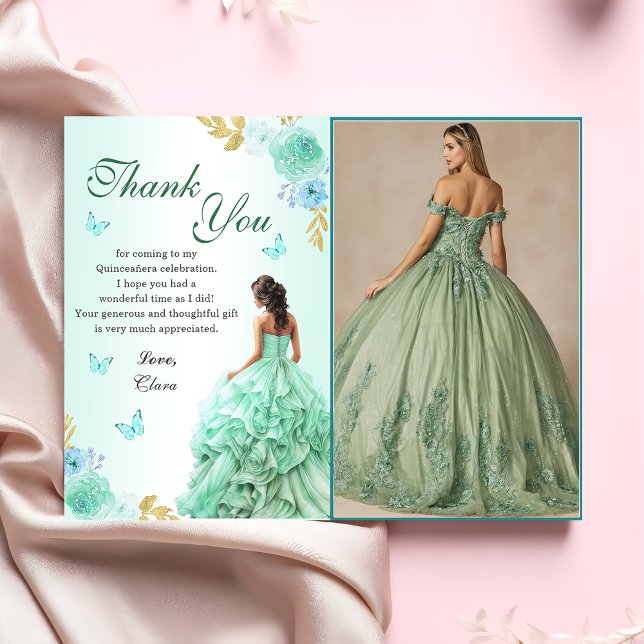 Invitación Vistazo de la princesa verde de la menta Quinceañe (Subido por el creador)