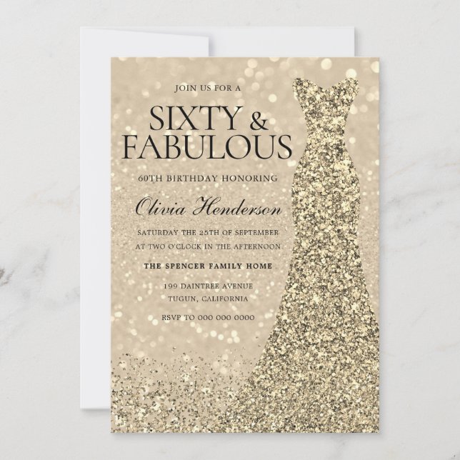 Invitación Vistazo de oro mujeres 60 cumpleaños (Anverso)
