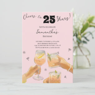 Invitación Vítores Femeninos Modernos para la Fiesta de Cumpl