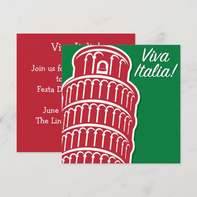 Invitación Viva Italia Patriotic Italia personalizable (Anverso / Reverso)