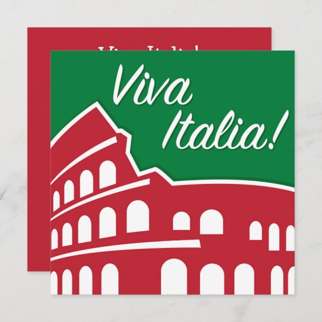 Invitación Viva Italia Patriótico Italia Personalizable (Anverso / Reverso)
