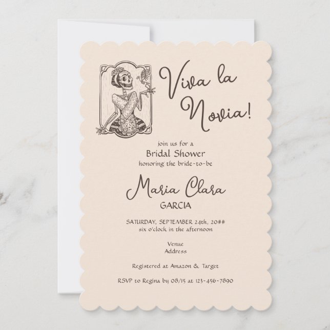 Invitación Viva la Novia Día de la Ducha Bridal Bilingüe Muer (Anverso)