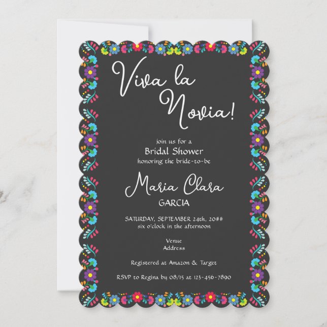 Invitación Viva la Novia Mexicana Despedida Bridal Shower (Anverso)