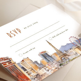 Invitación Viva Las Vegas Wedding RSVP Card Watercolor Street