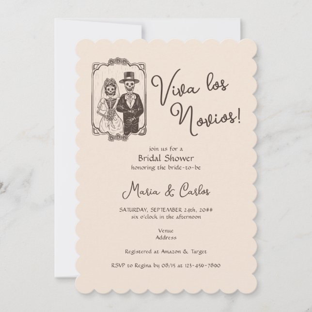 Invitación Viva los Novios Día de la Ducha de CoEd Bilingual  (Anverso)