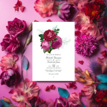 Viva Magenta Boda Floral Código QR Rsvp