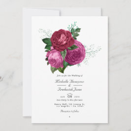 Invitación Viva Magenta Boda Floral Código QR Rsvp