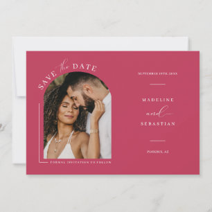 Invitación Viva Magenta Boho Arch Foto Código QR Guardar fech