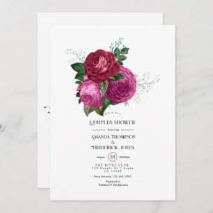 Invitación Viva Magenta Ducha Parejas Florales