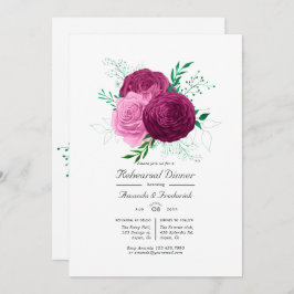 Invitación Viva Magenta Ensayo Floral Cena