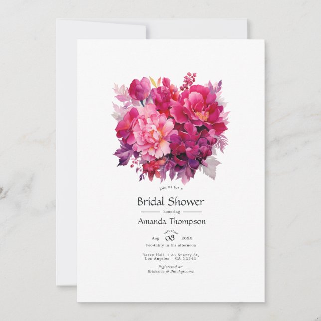 Invitación Viva Magenta Floral Bridal Shower (Anverso)