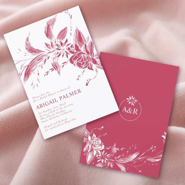 Invitación Viva magenta flores boda ducha de novia (Subido por el creador)