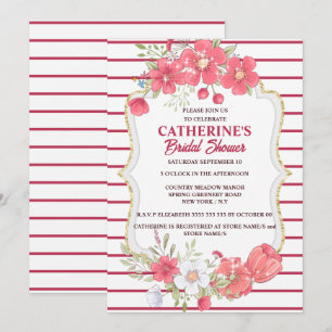 Invitación Viva magenta flores campestres chic para despedida