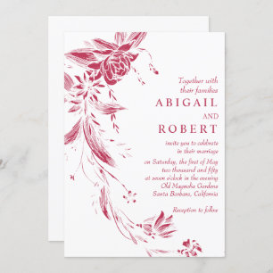 Invitación Viva magenta garland floral boda de código QR