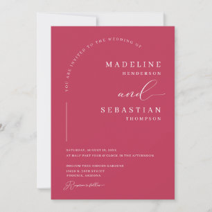 Invitación Viva Magenta Moderno Negrita Arco Foto Boda