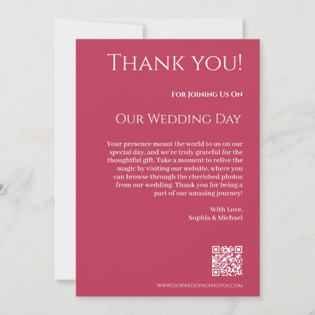 Invitación Viva Magenta y Boda blanco- (Anverso)