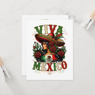 Invitación Viva México Bandera Rosa Día de la Independencia d