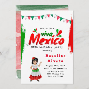 Invitación Viva México Chica Fiesta de Cumpleaños 00