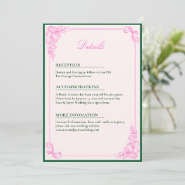 Invitación Vivid Pink Y2K Anime Gothic Cat Wedding Details