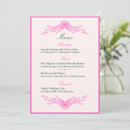 Invitación Vivid Pink Y2K Anime Gothic Cat Wedding Menu