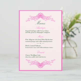Invitación Vivid Pink Y2K Anime Gothic Cat Wedding Menu