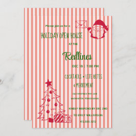 Invitación Vivid Tangerine despojado Holiday Open House