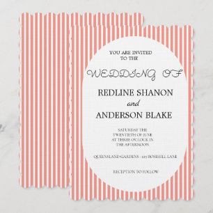 Invitación Vívida Naranja Rosa Elegante Boda a Rayas