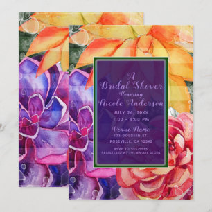 Invitación Vívido Vibrante Colorido Regadera Nupcial