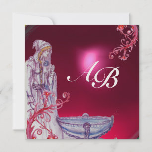 Invitación VIVIEN MONOGRAM hielo rojo de rubí